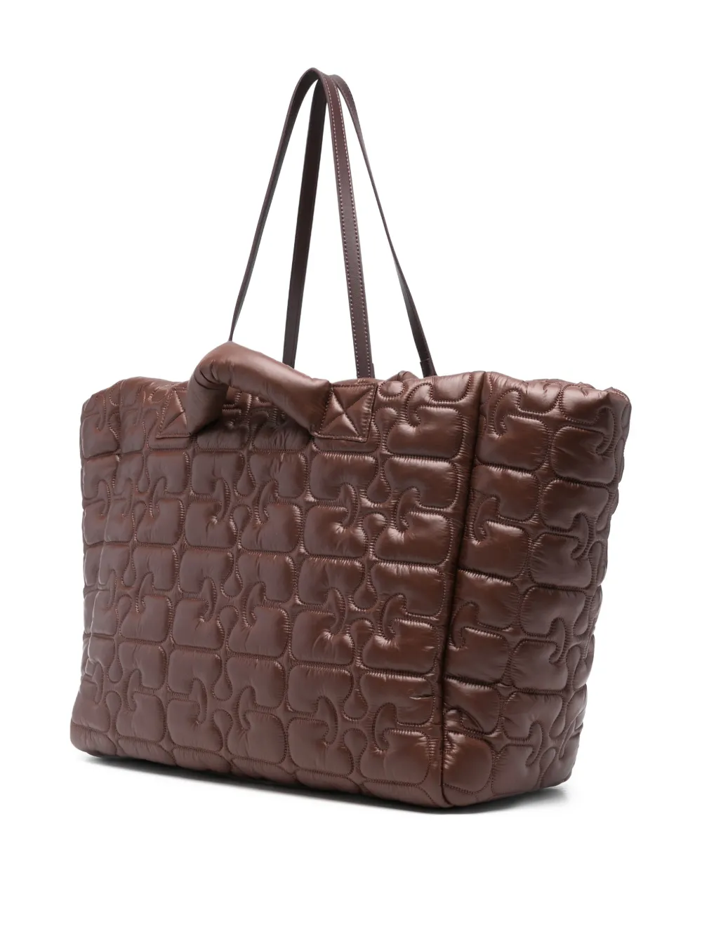  Ganni Quilted Re-tech Xxl Tote Bag - Brown 