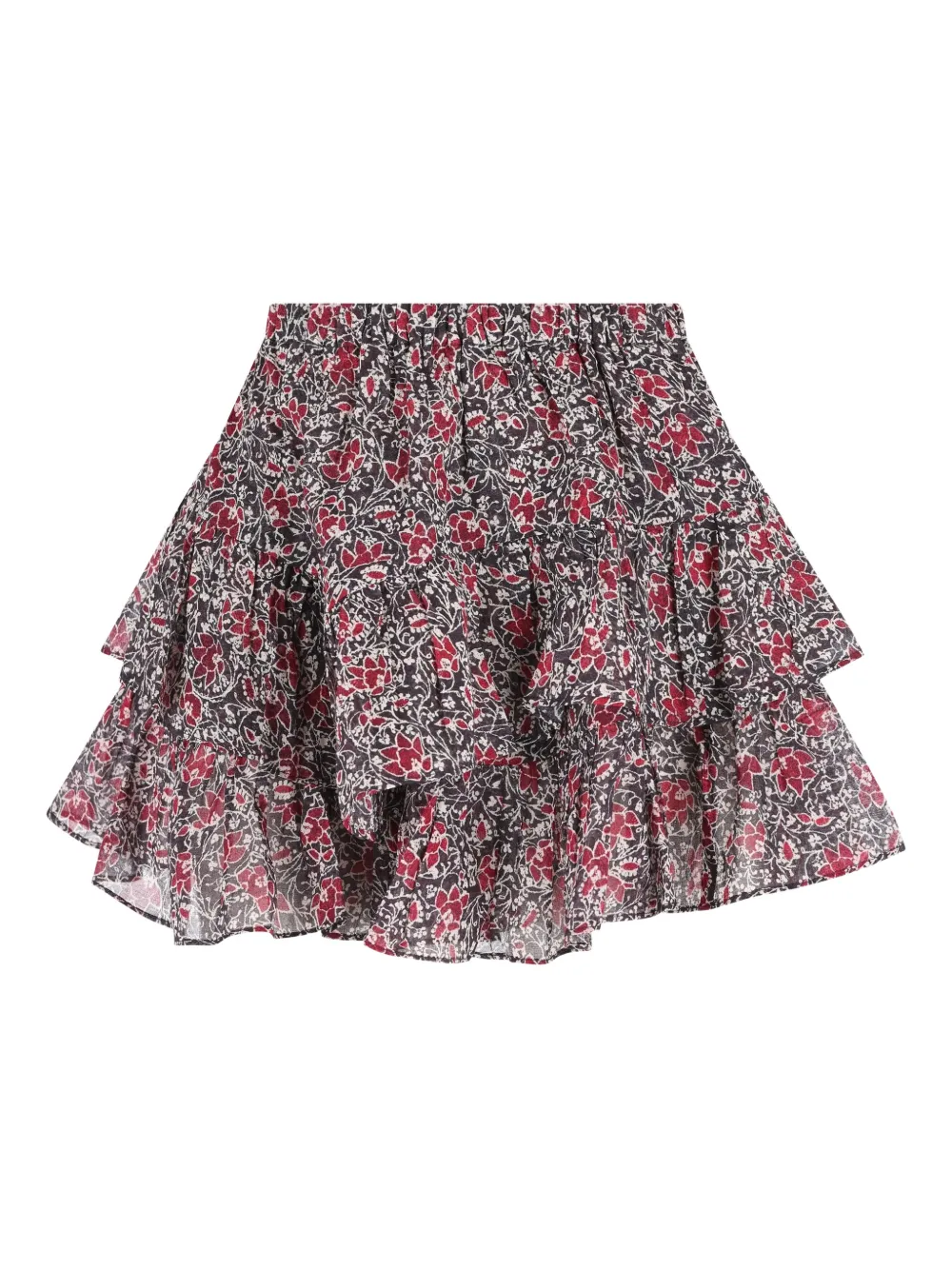 ISABEL MARANT floral-print ruffled mini skirt - Nero