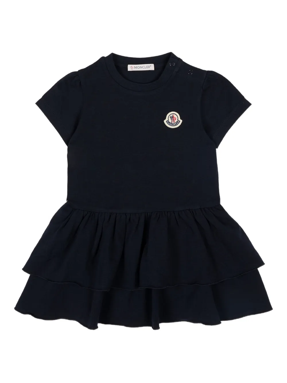 Moncler Enfant Jurk met korte mouwen en gelaagde ruches Blauw