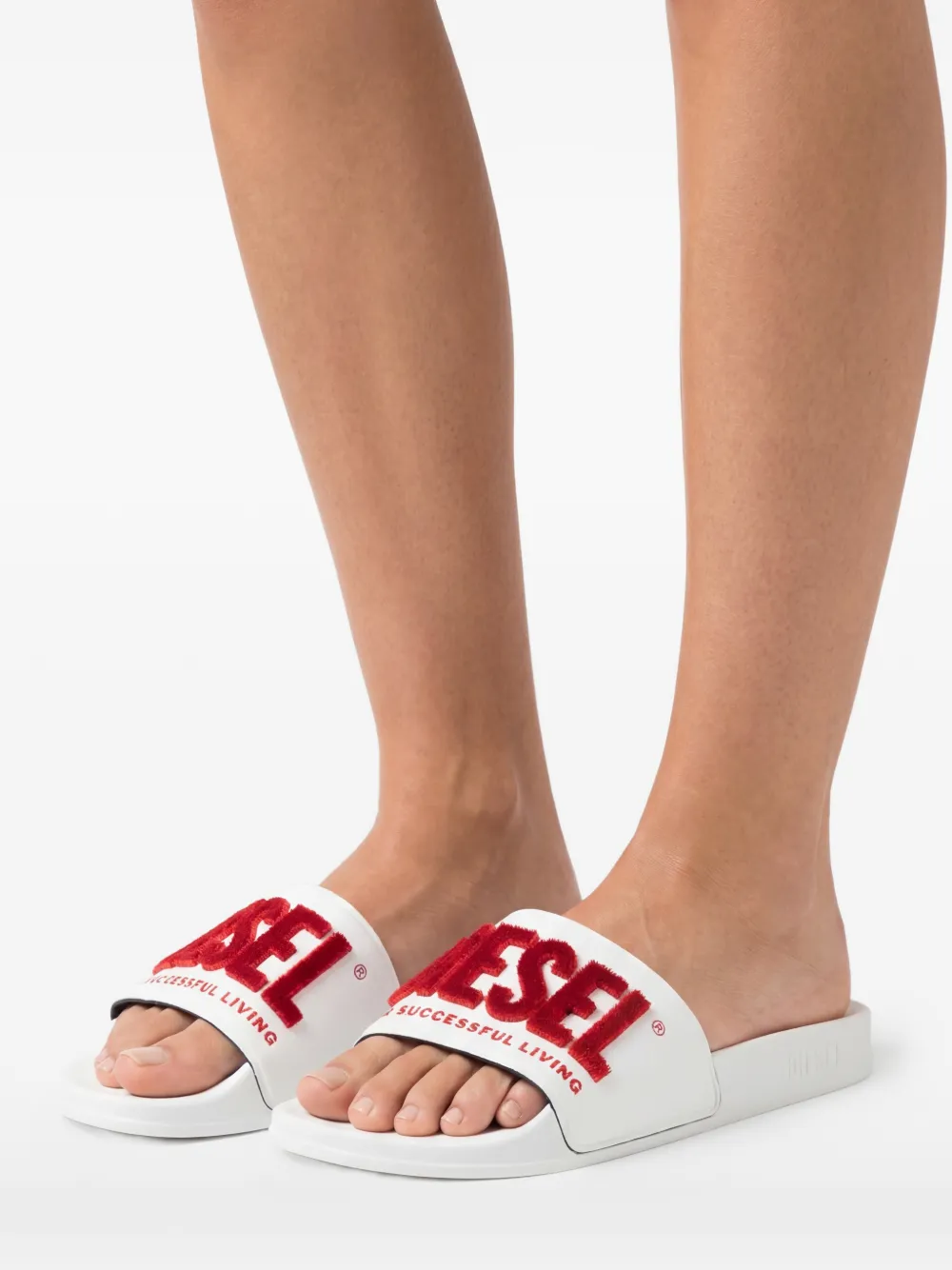 Diesel Sa-Mayemi slippers met logo Wit