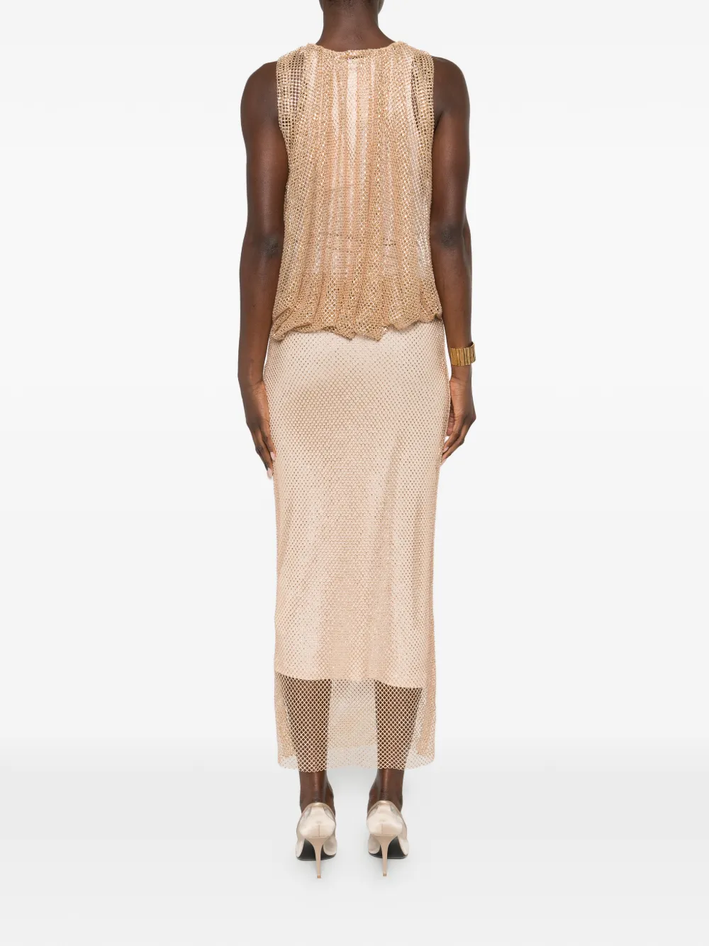 Sportmax Midi-jurk verfraaid met kristallen Beige