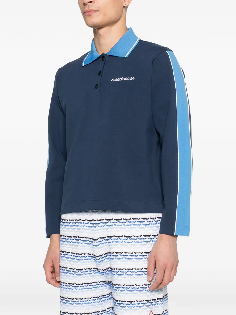 long-sleeve stripe polo shirt