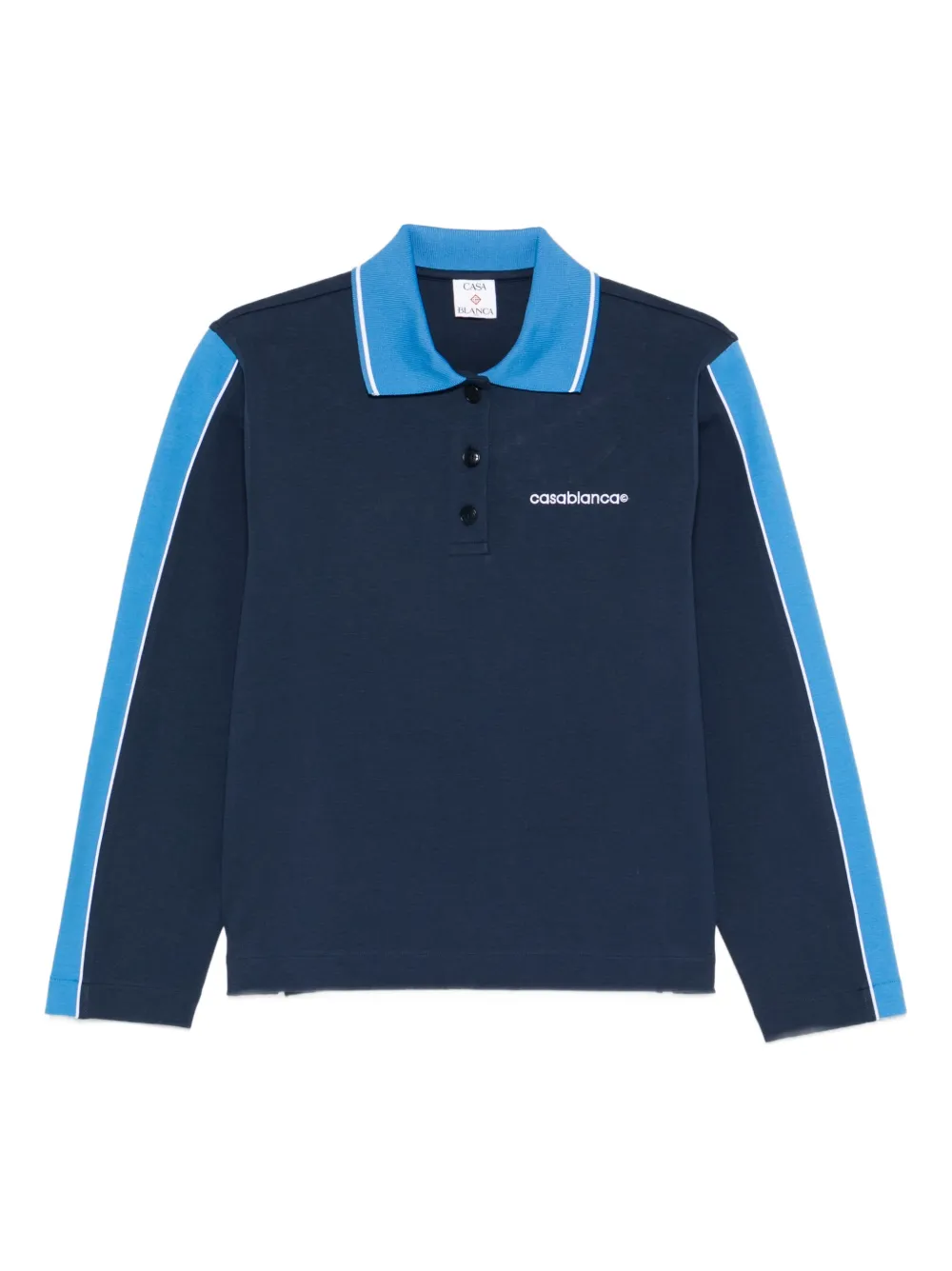 Casablanca long-sleeve stripe polo shirt - Blu