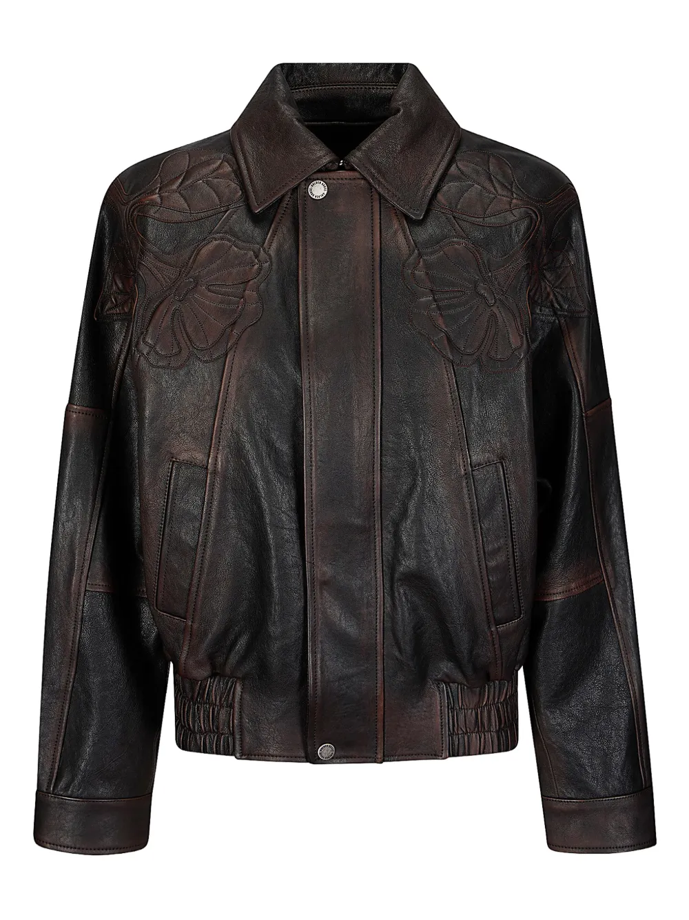 Golden Goose appliqued leather jacket - Nero