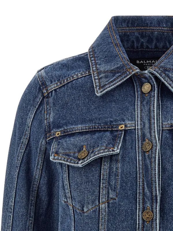 Balmain クロップド デニムジャケット | ブルー | FARFETCH JP