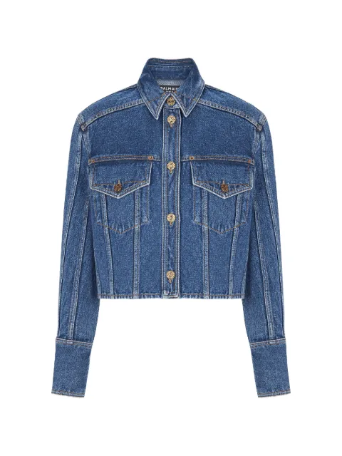 Balmain buttoned cropped denim jacket