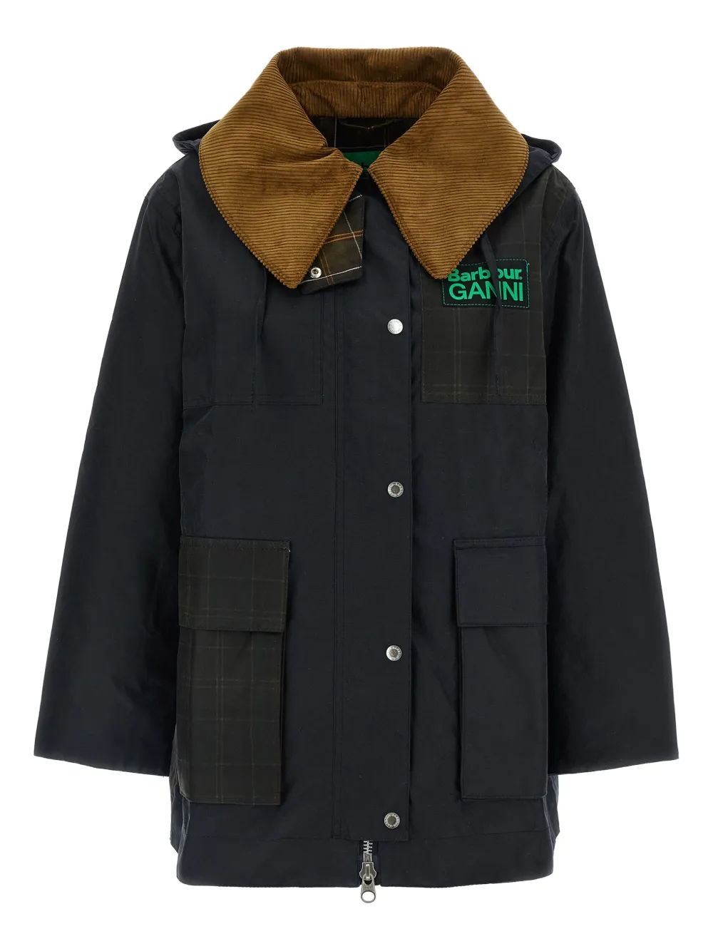 Barbour x Ganni corduroy-collar parka - Blu
