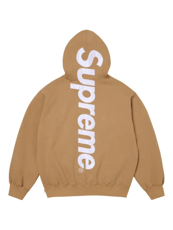 Supreme satin-appliqué Hoodie | Brown | FARFETCH NZ