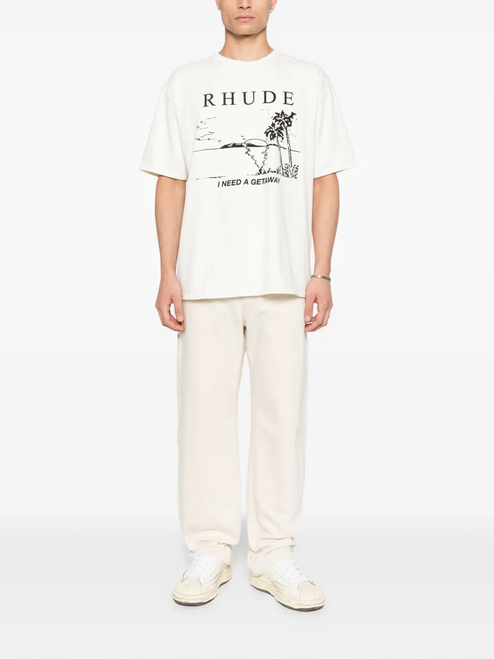 RHUDE graphic-print T-shirt - Beige