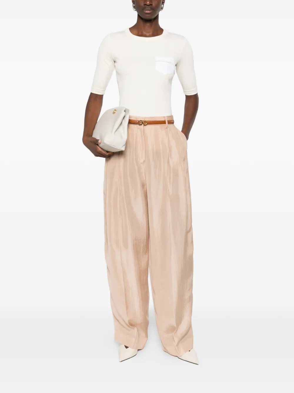 Fabiana Filippi T-shirt met ronde hals Beige