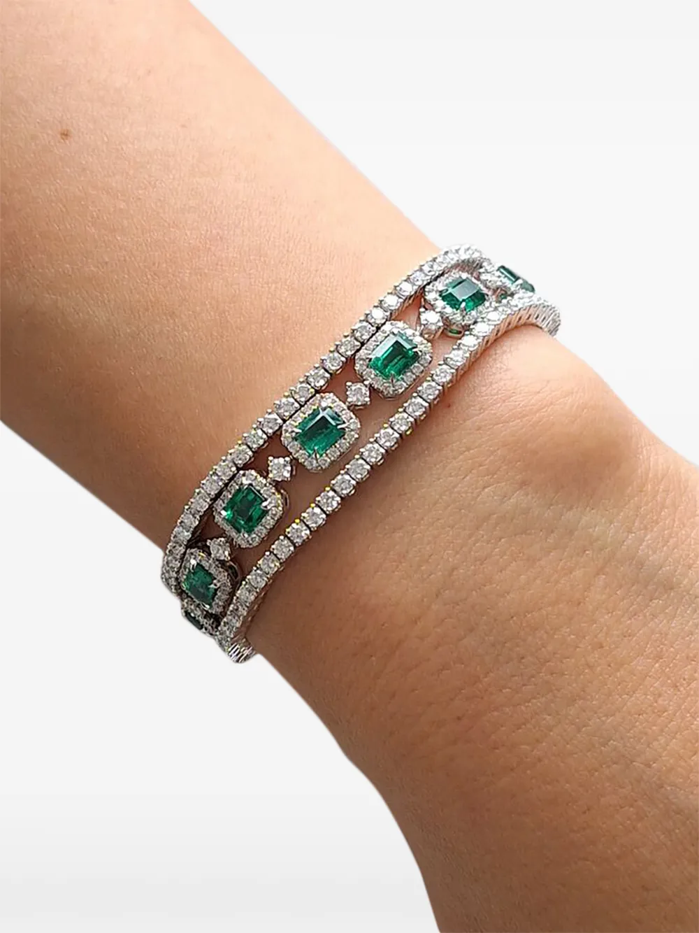 HYT Jewelry emerald and diamond tennis bracelet - Silver