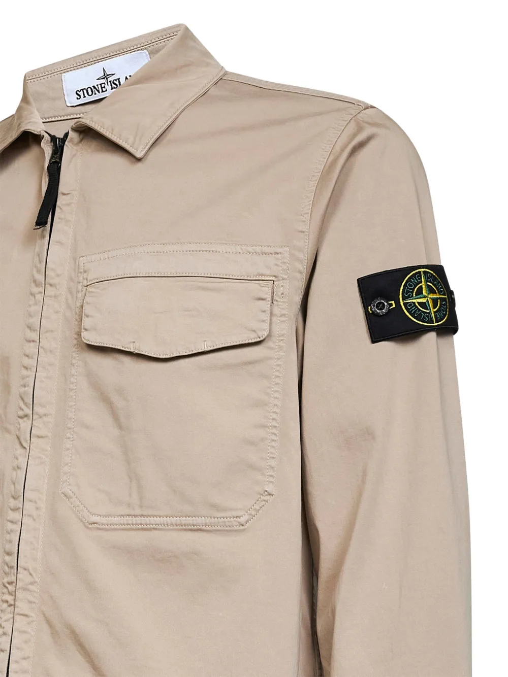 Stone Island Jack met logopatch en zak Beige