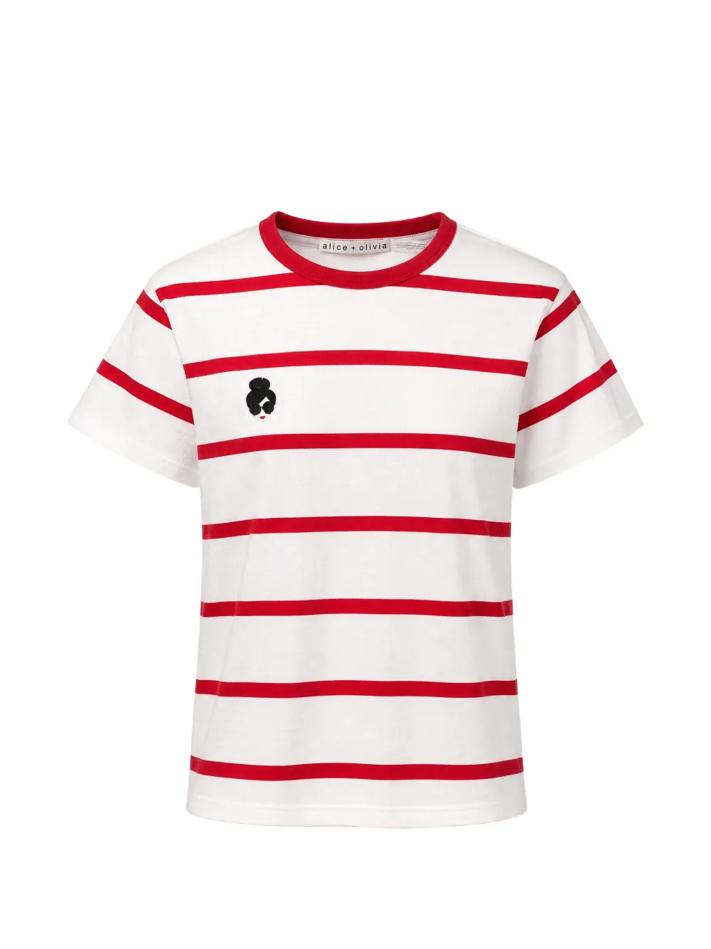 alice + olivia Gestreiftes Stace Face T-Shirt - Weiß