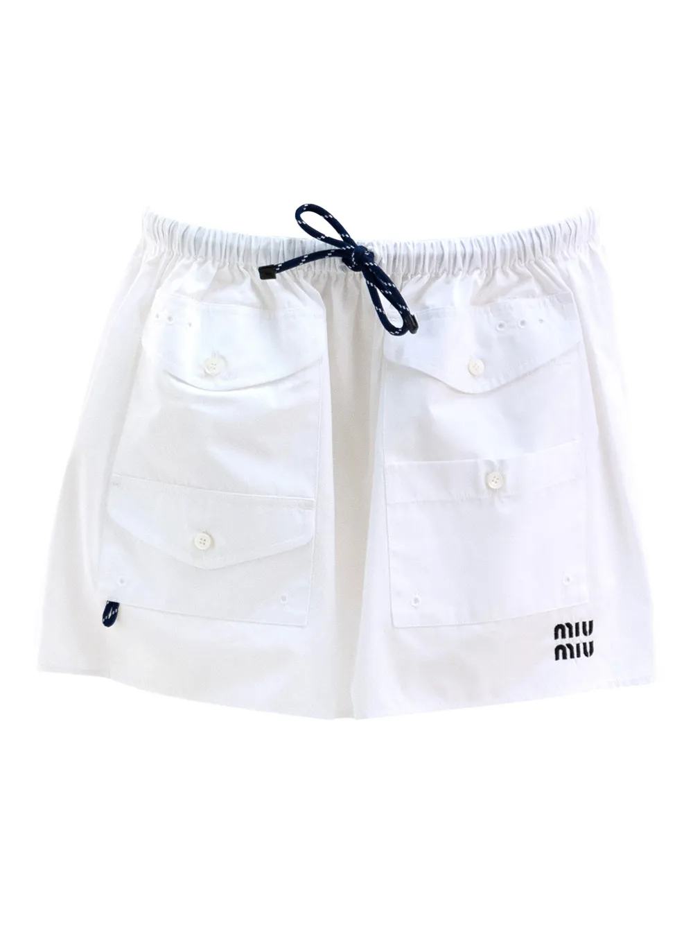 Miu Miu patch-pocket drawstring mini skirt | White | Image 1