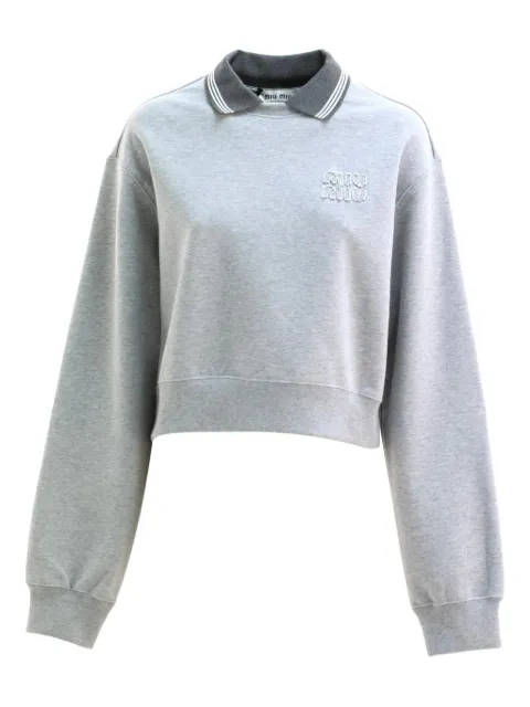 Miu Miu logo-embroidered collared sweatshirt
