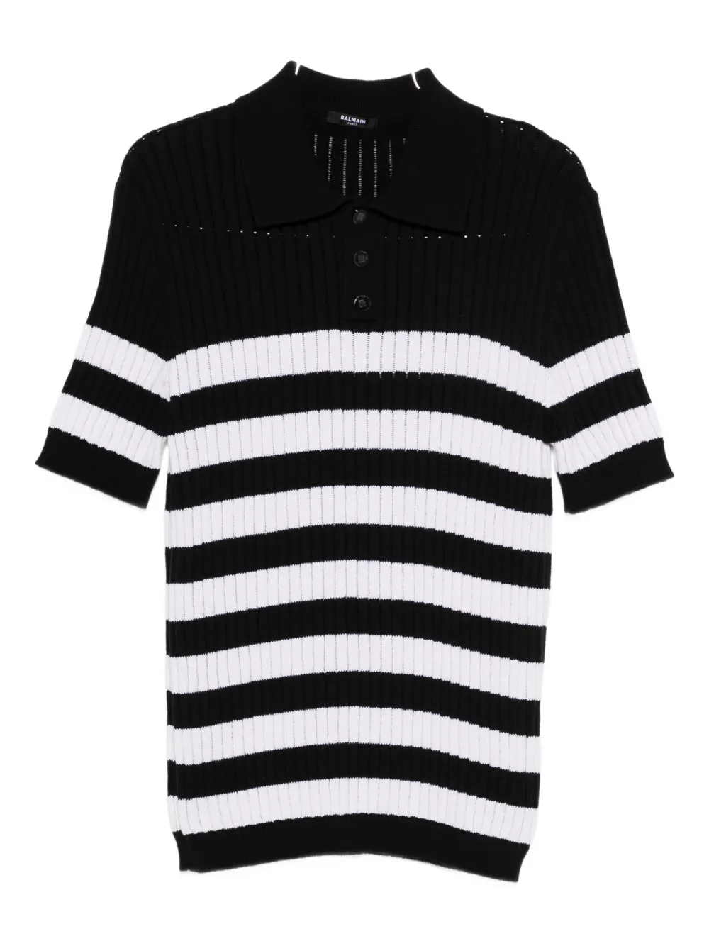Balmain striped-pattern polo shirt - Schwarz