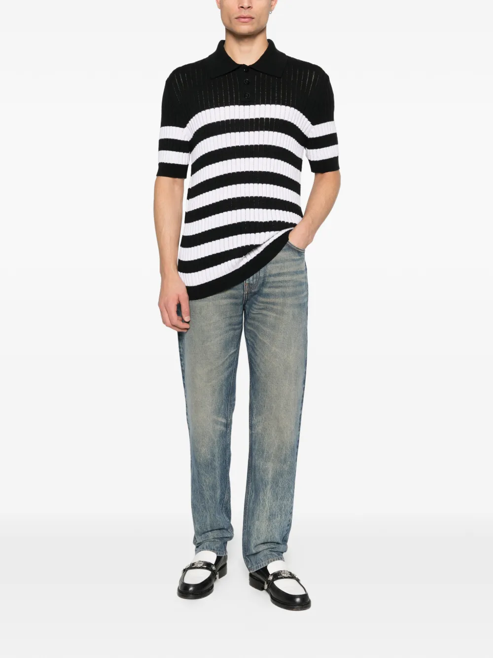 Balmain Gestreept poloshirt - Zwart