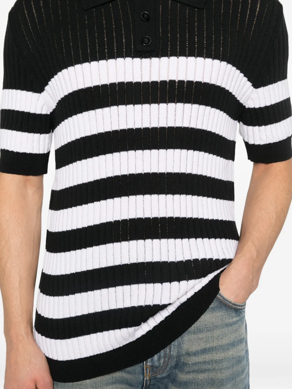 Balmain Gestreept poloshirt Zwart