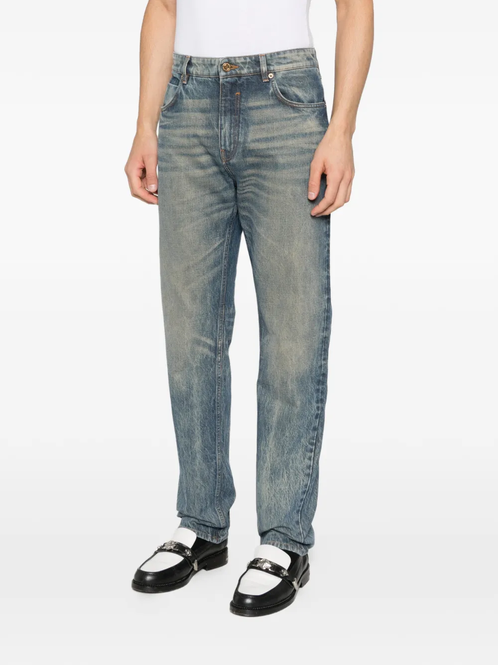  Balmain Logo-patch Jeans - Blue 