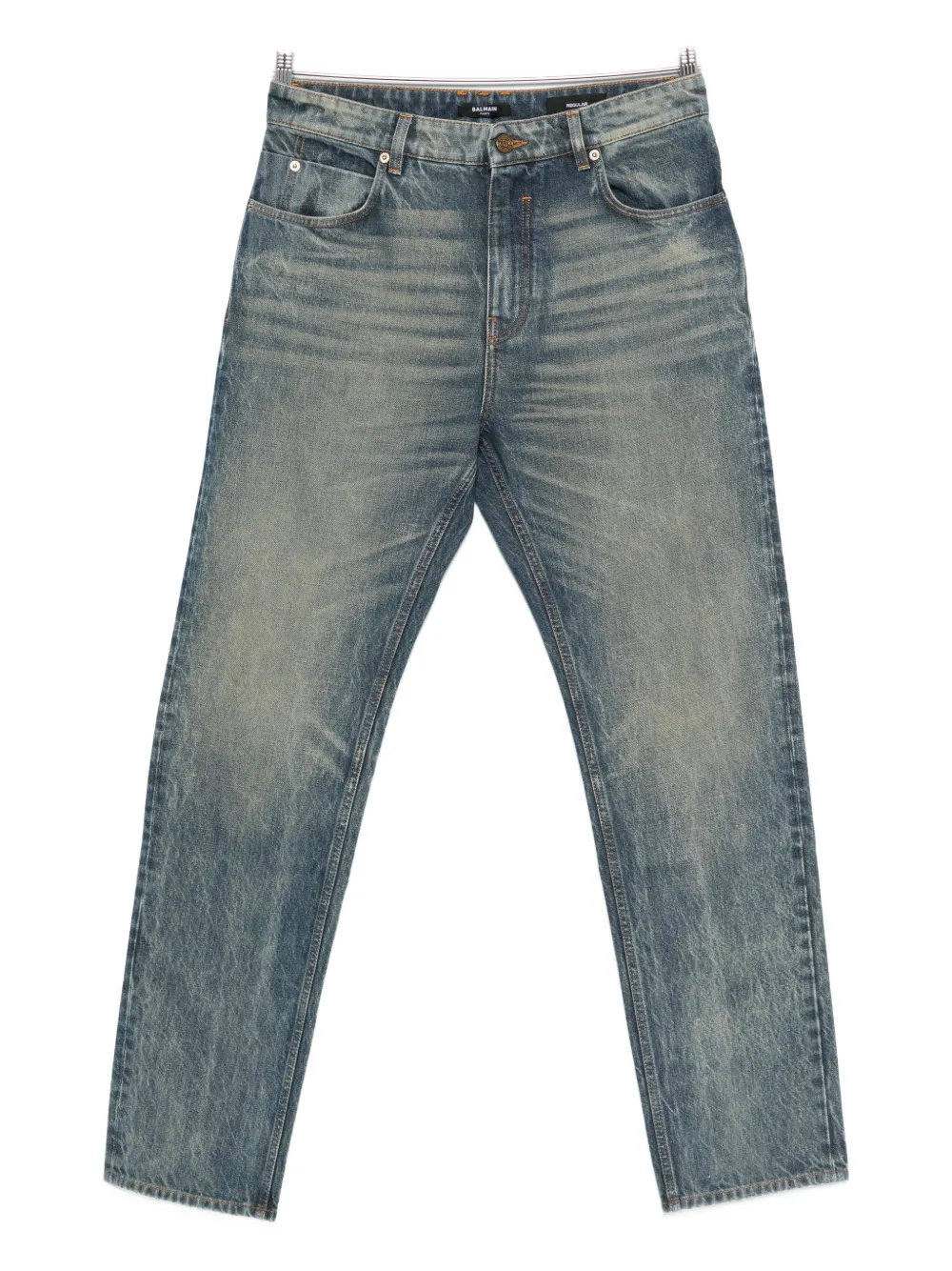 Balmain logo-patch jeans - Blu
