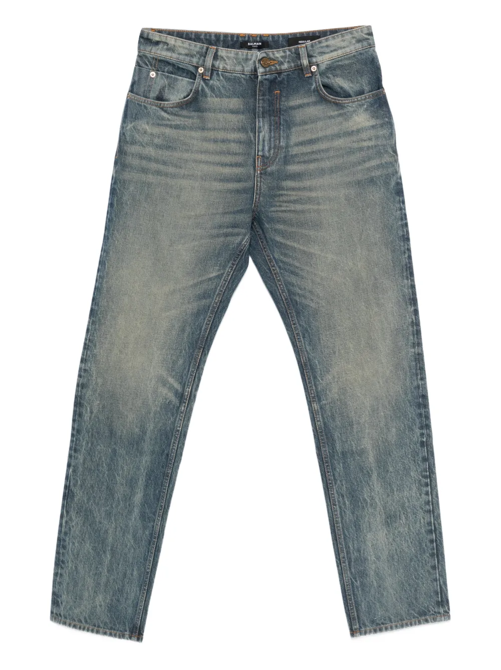 Balmain logo-patch jeans - Blau