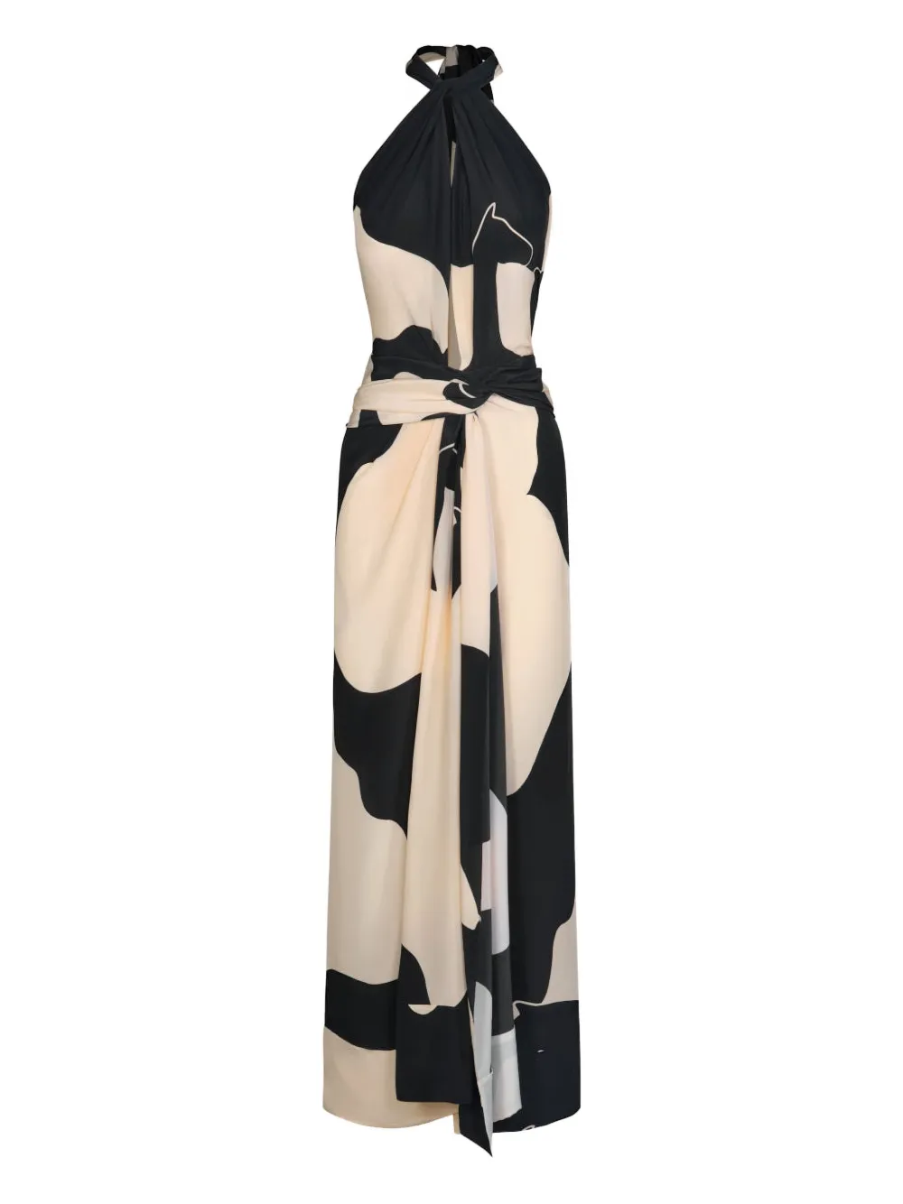 Johanna Ortiz Shadows halterneck abstract maxi dress - Toni neutri