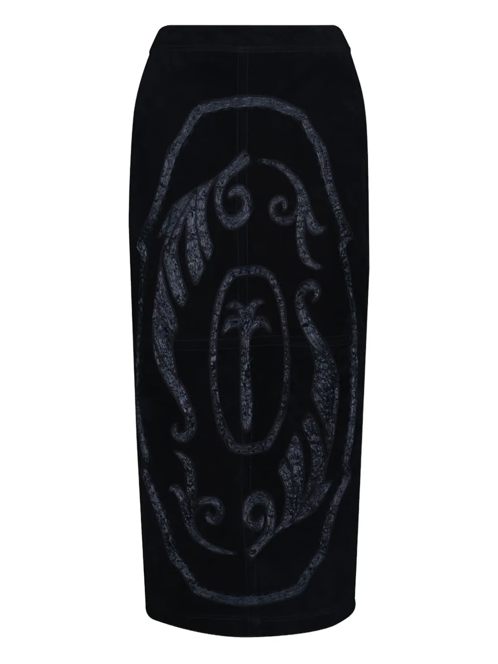 Johanna Ortiz Pueblo Ancestral printed leather midi skirt - Nero