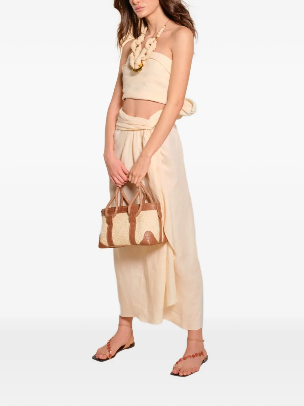Johanna Ortiz Captivation draped midi skirt - Beige