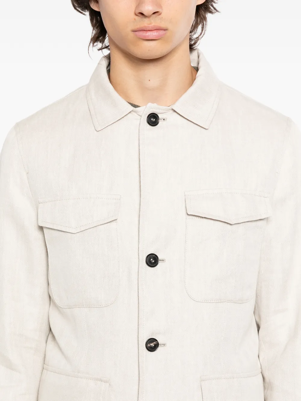 N.Peal Jack met visgraatpatroon Beige