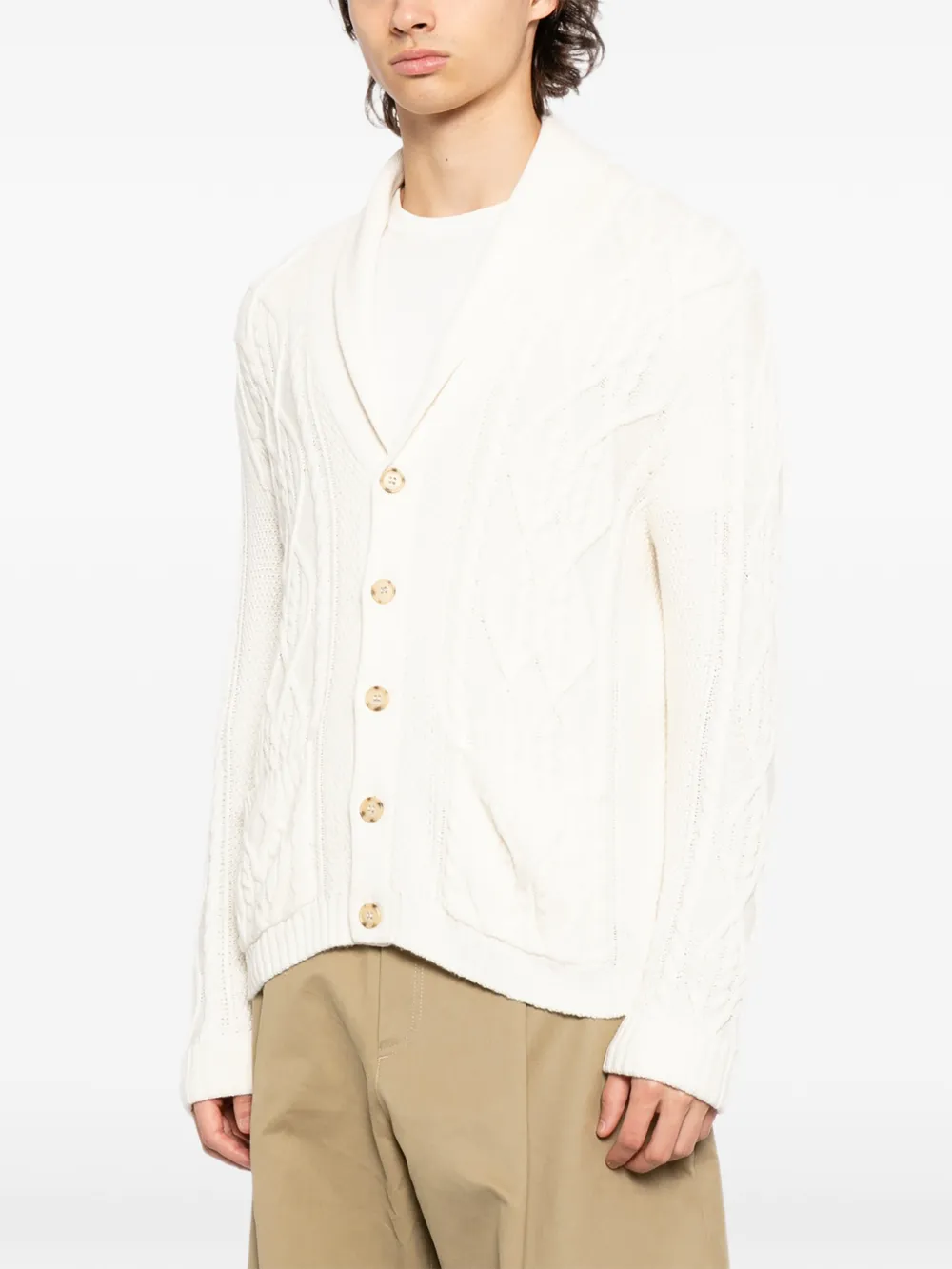  N.peal Cable Shawl Cardigan - Neutrals 