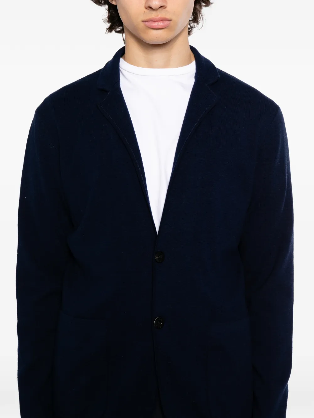 N.Peal Vest met gekerfde kraag en lange mouwen Blauw