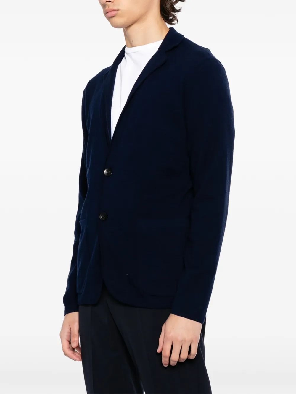 N.Peal Vest met gekerfde kraag en lange mouwen Blauw
