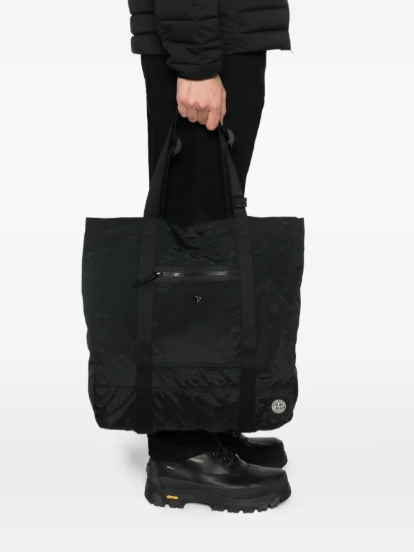 Stone Island logo-patch Tote Bag | Black | FARFETCH