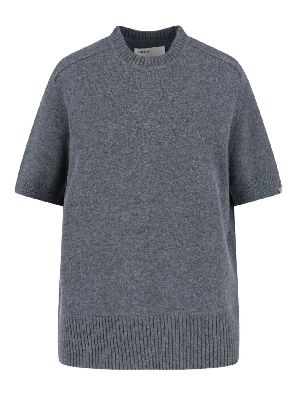 Extreme cashmere Geribbelde trui met korte mouwen Grijs