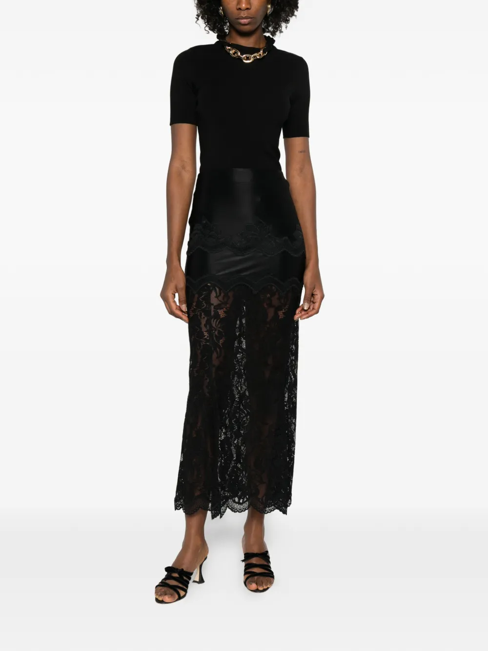 Rabanne T-shirt met kettingdetail Zwart
