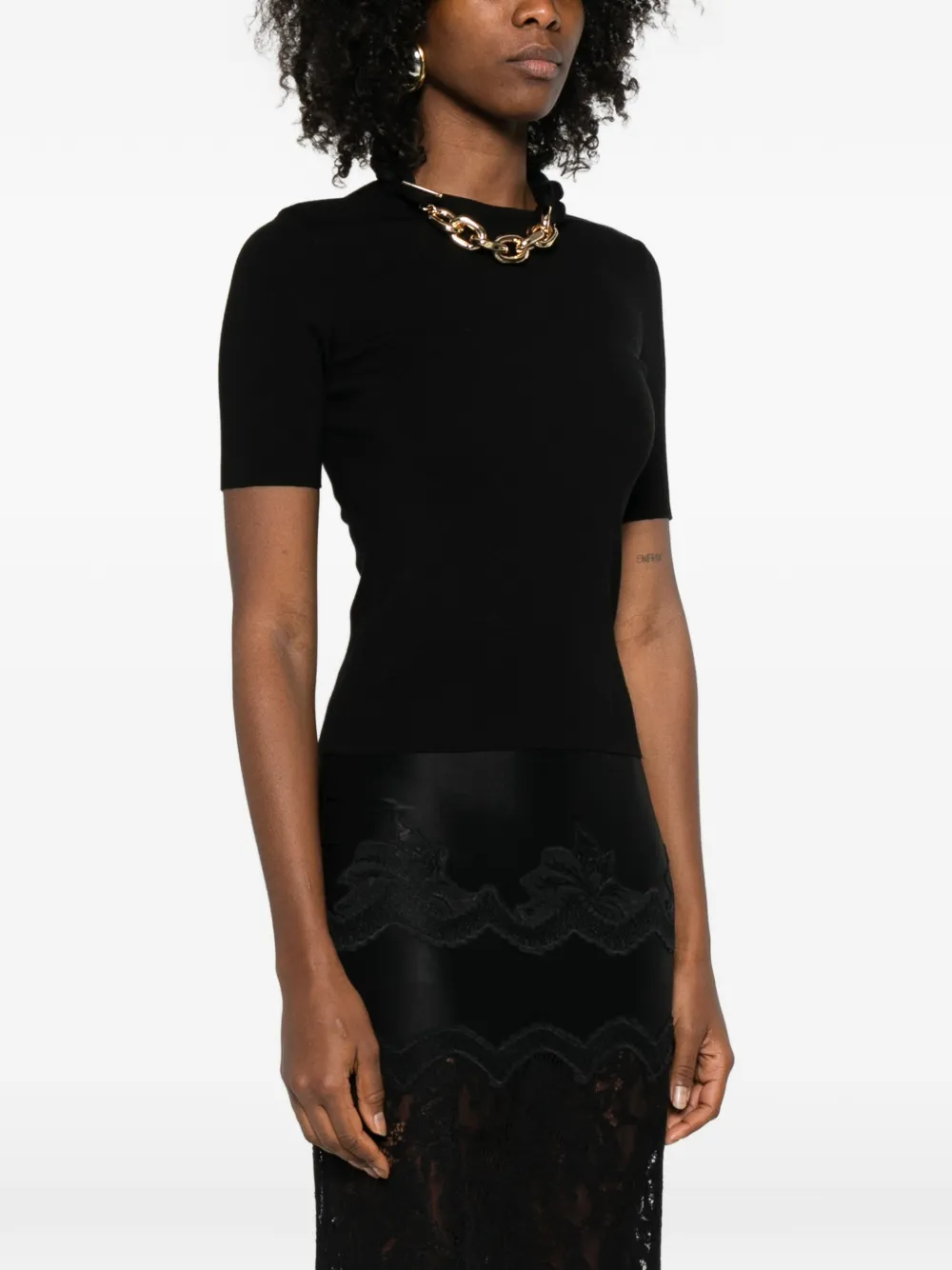 Rabanne T-shirt met kettingdetail Zwart