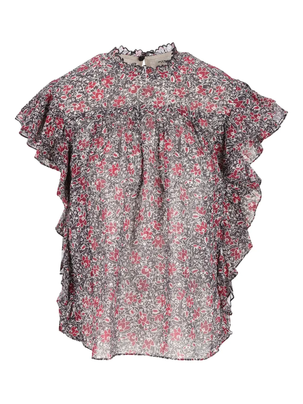 ISABEL MARANT ruffled floral-print top - Nero