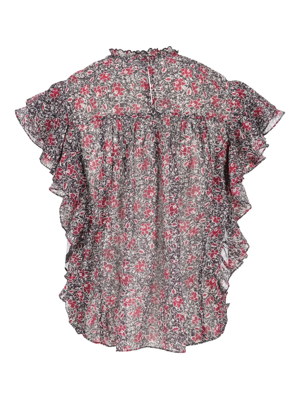 ISABEL MARANT ruffled floral-print top - Zwart