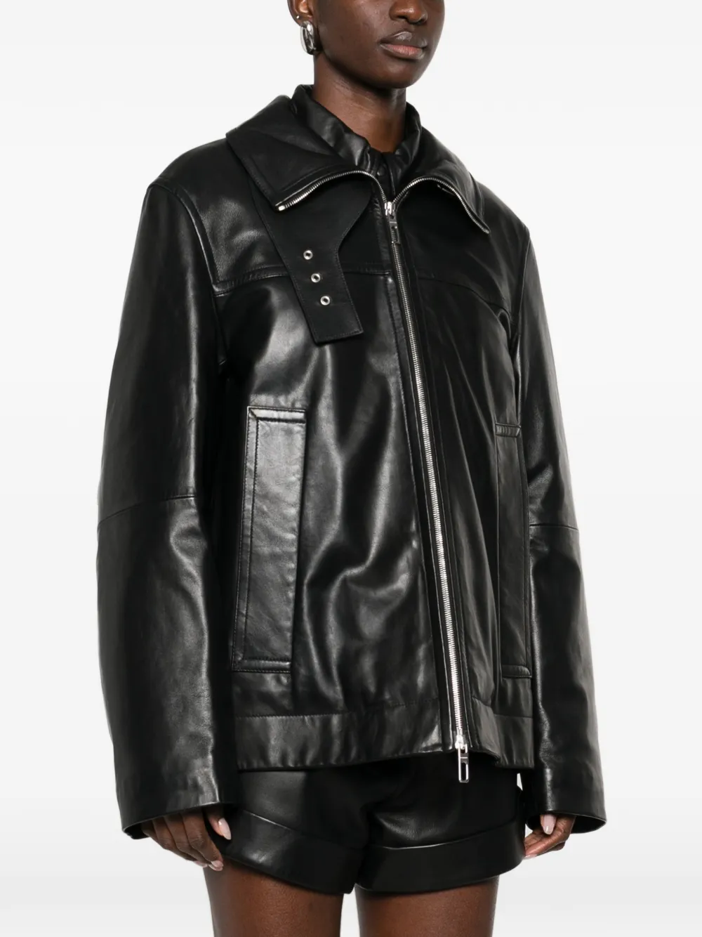  Sportmax Leather Jacket - Black 