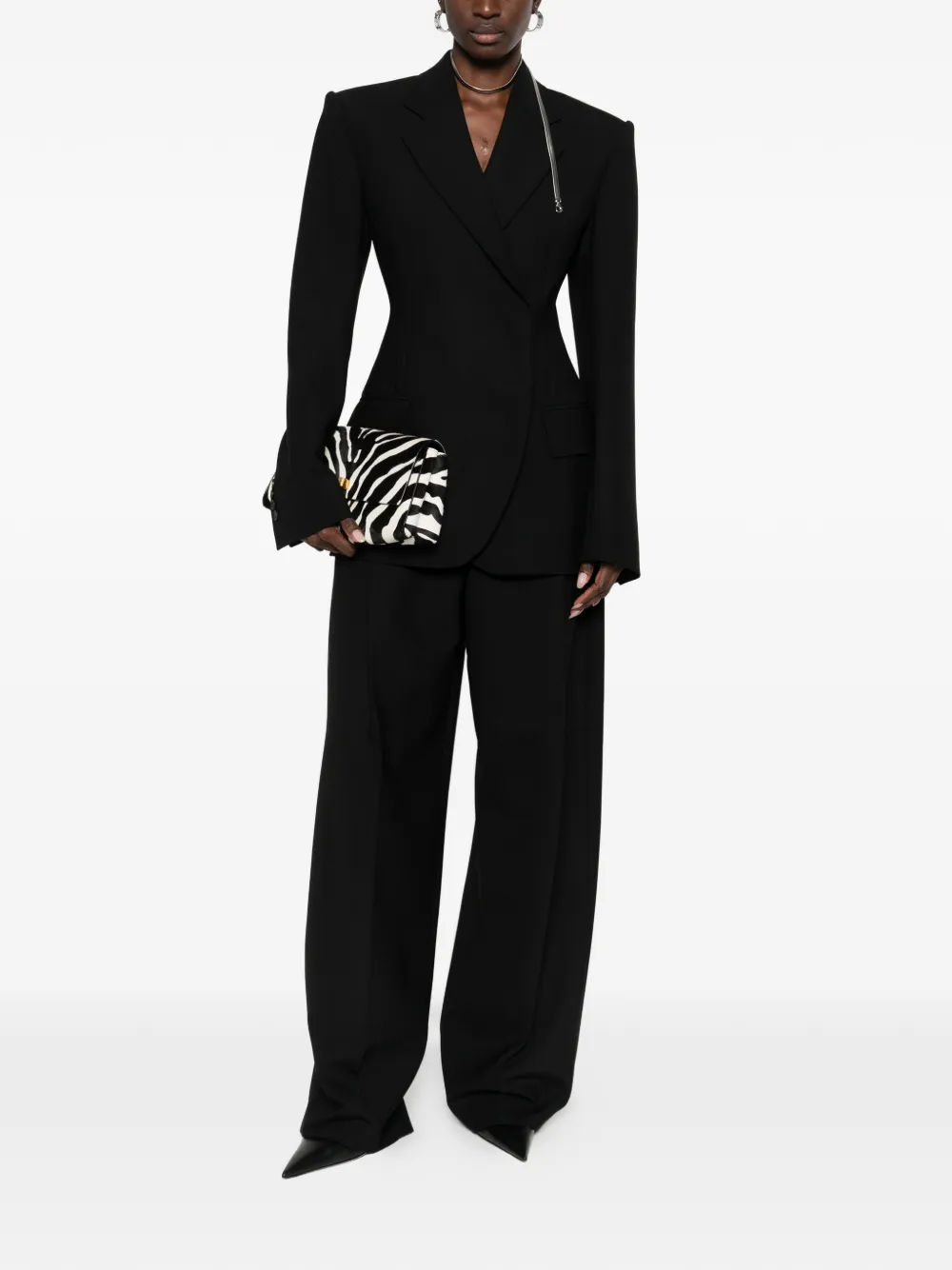 Sportmax boxy lapel suit - Zwart