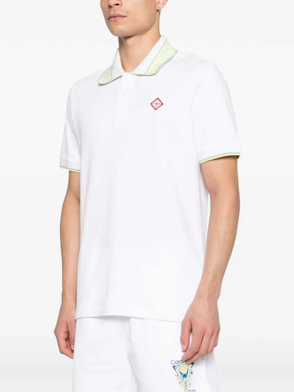 Casablanca Laurel trim-collar Polo Shirt | White | FARFETCH CA