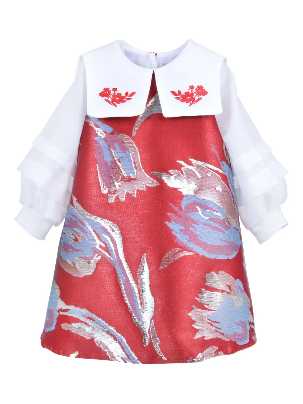 Hucklebones London floral-embroidered shift dress - Rosso