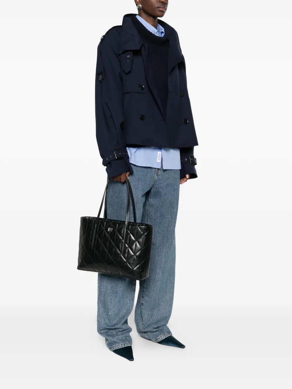 Calvin Klein Shopper met logoplakkaat Zwart