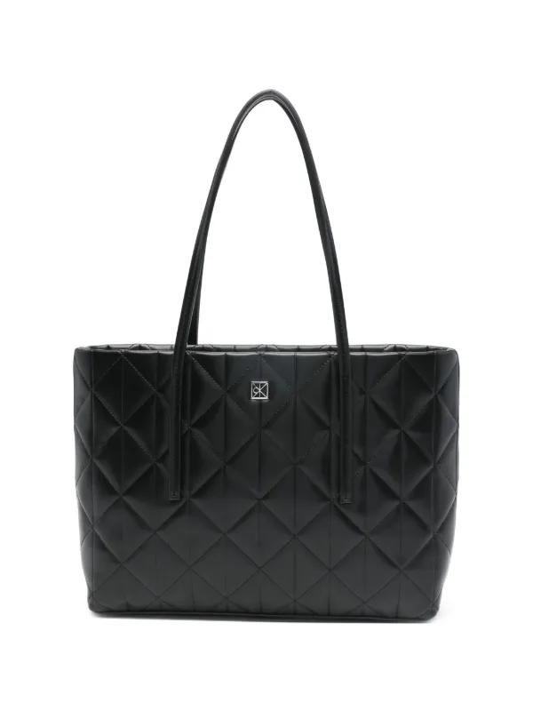 Calvin Klein Small Logo-plaque Tote Bag in Black
