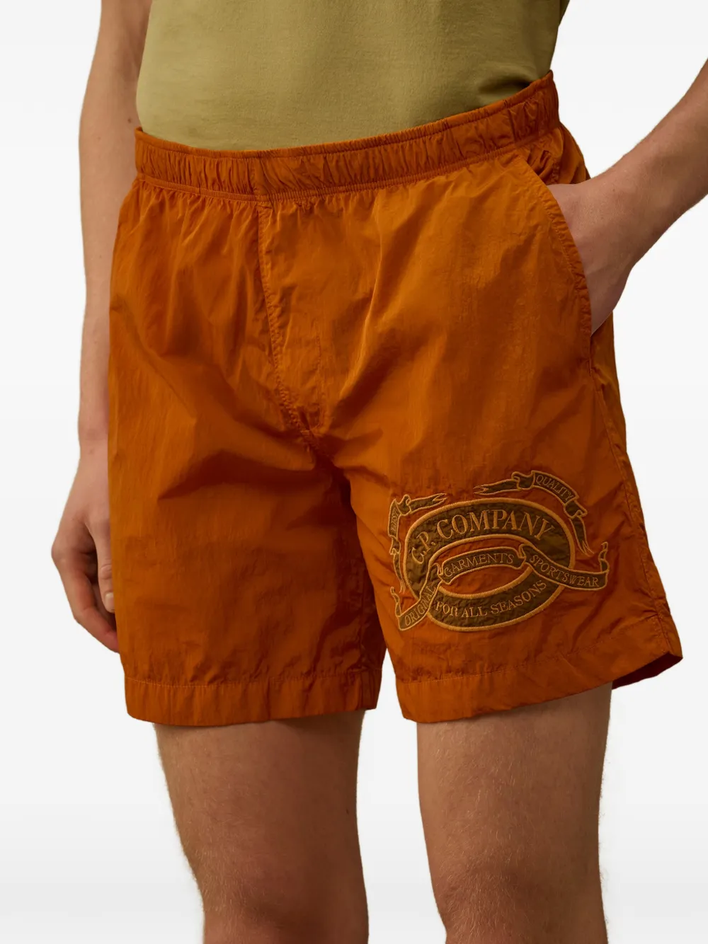C.P. Company Eco-Chrome R zwembroek met logo-patch Oranje