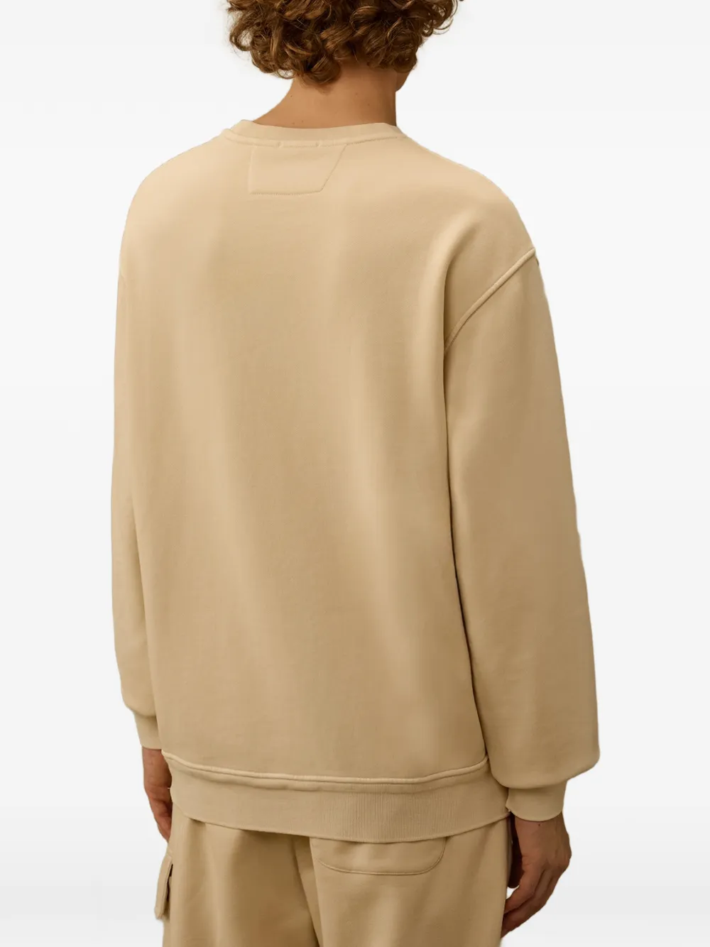 C.P. Company Katoenen sweater met geborduurd logo en ronde hals Beige