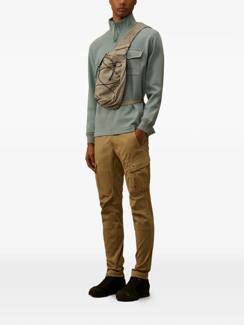C.P. Company Sweater met ritssluiting en borstzak Groen