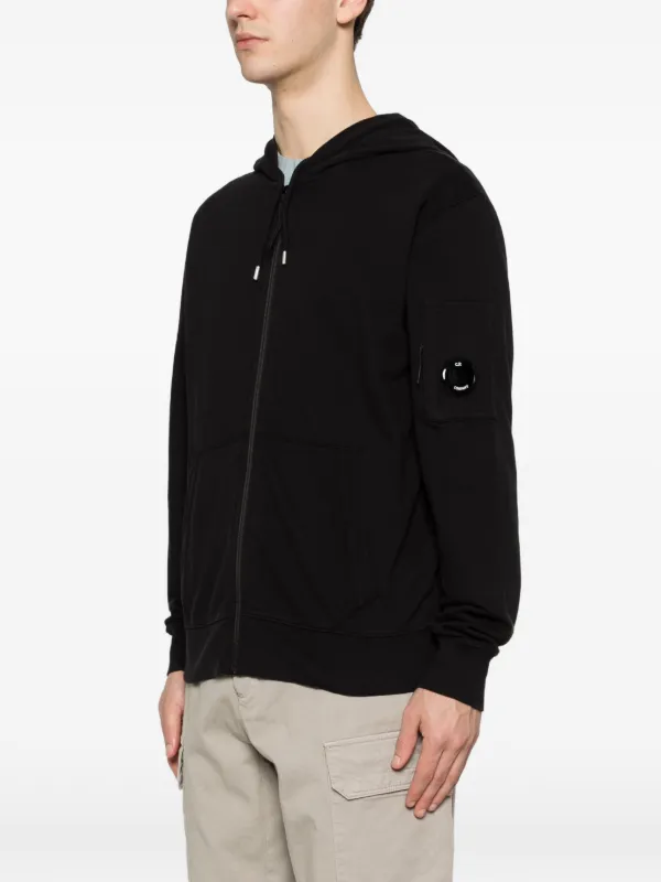 C.P. Company Light Fleece Zip Hooded Lens Sweatshirt | Black