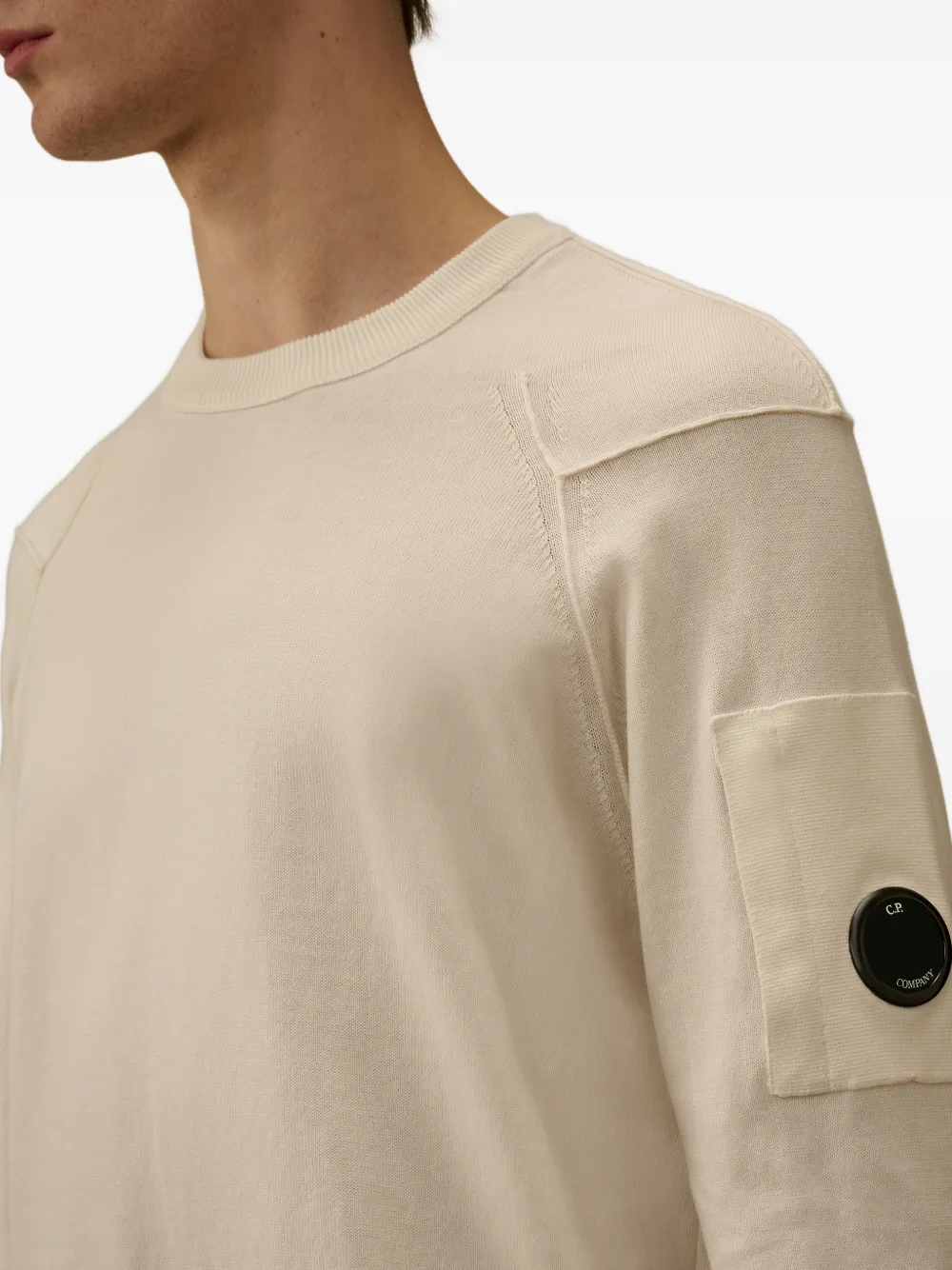 Lens-detail cotton sweater