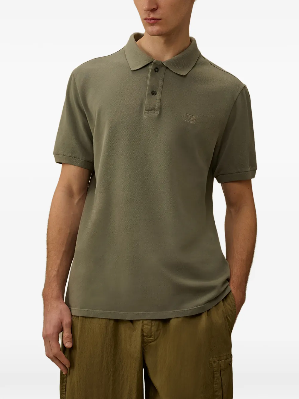 C.P. Company Poloshirt met logodetail en knopen Groen